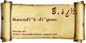 Buncsák Ágnes névjegykártya